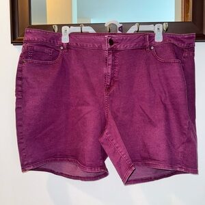 Lane Bryant Magenta Denim Shorts Size 24
